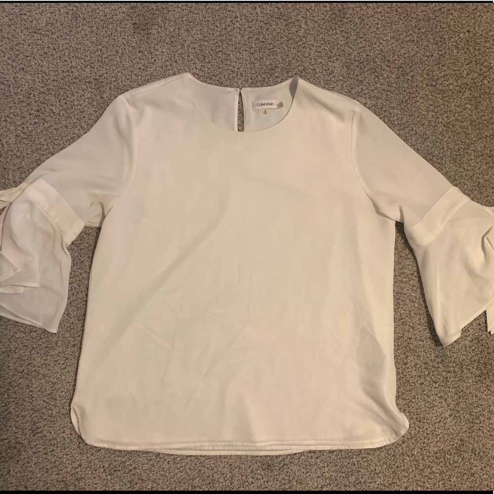 White Calvin Klein Bell Sleeve Shirt